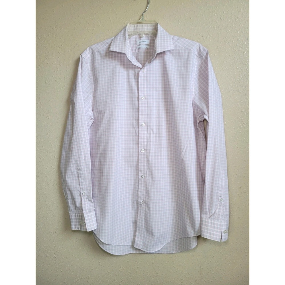 Calvin Klein Shirt Slim Fit Button Front Plaid Checks‎ Performance Men